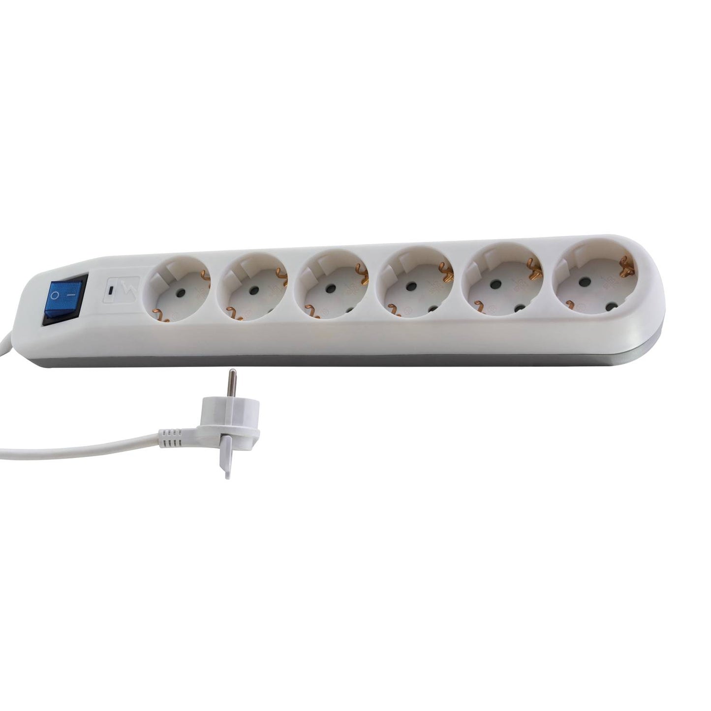 REV ICE-Line barrette de prises design 6 voies, ÜSS, interrupteur contact de protection blanc