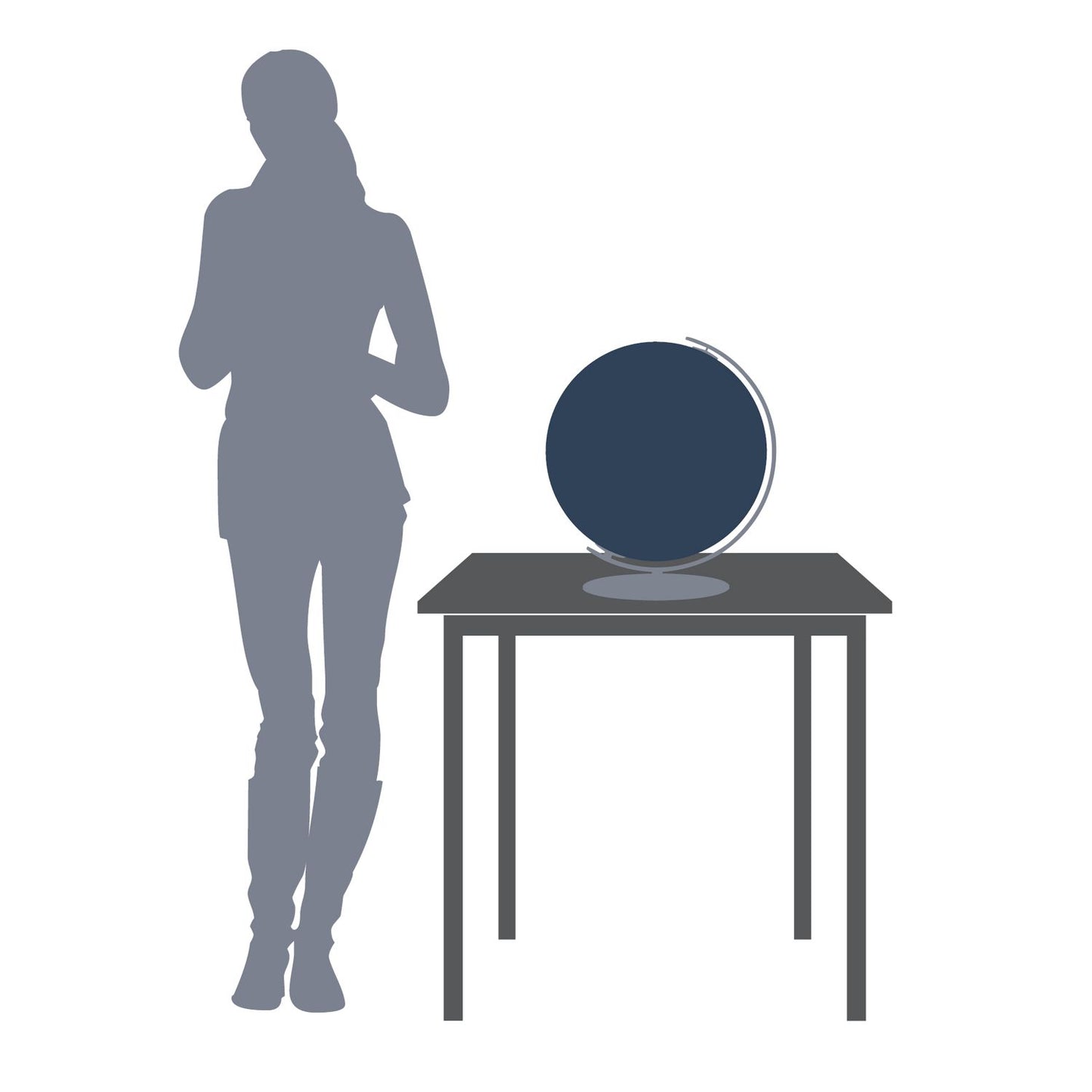 Columbus Illuminated Globe Moon D 40 cm Globe lunaire laminé à la main avec de l'acier inoxydable mat