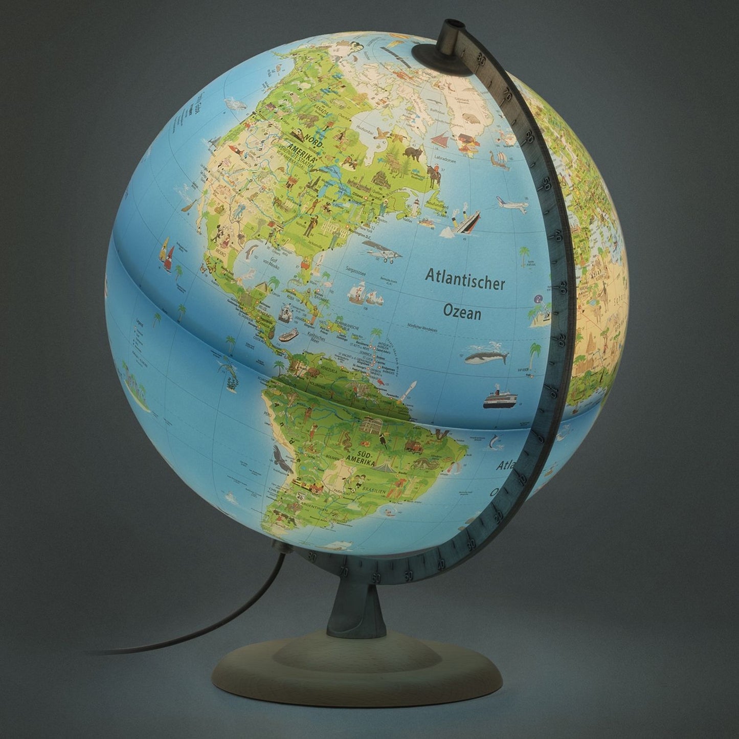 Räthgloben Globe Lumineux pour Enfants, Atmosphere Family, Massif ou Argenté, 30 cm