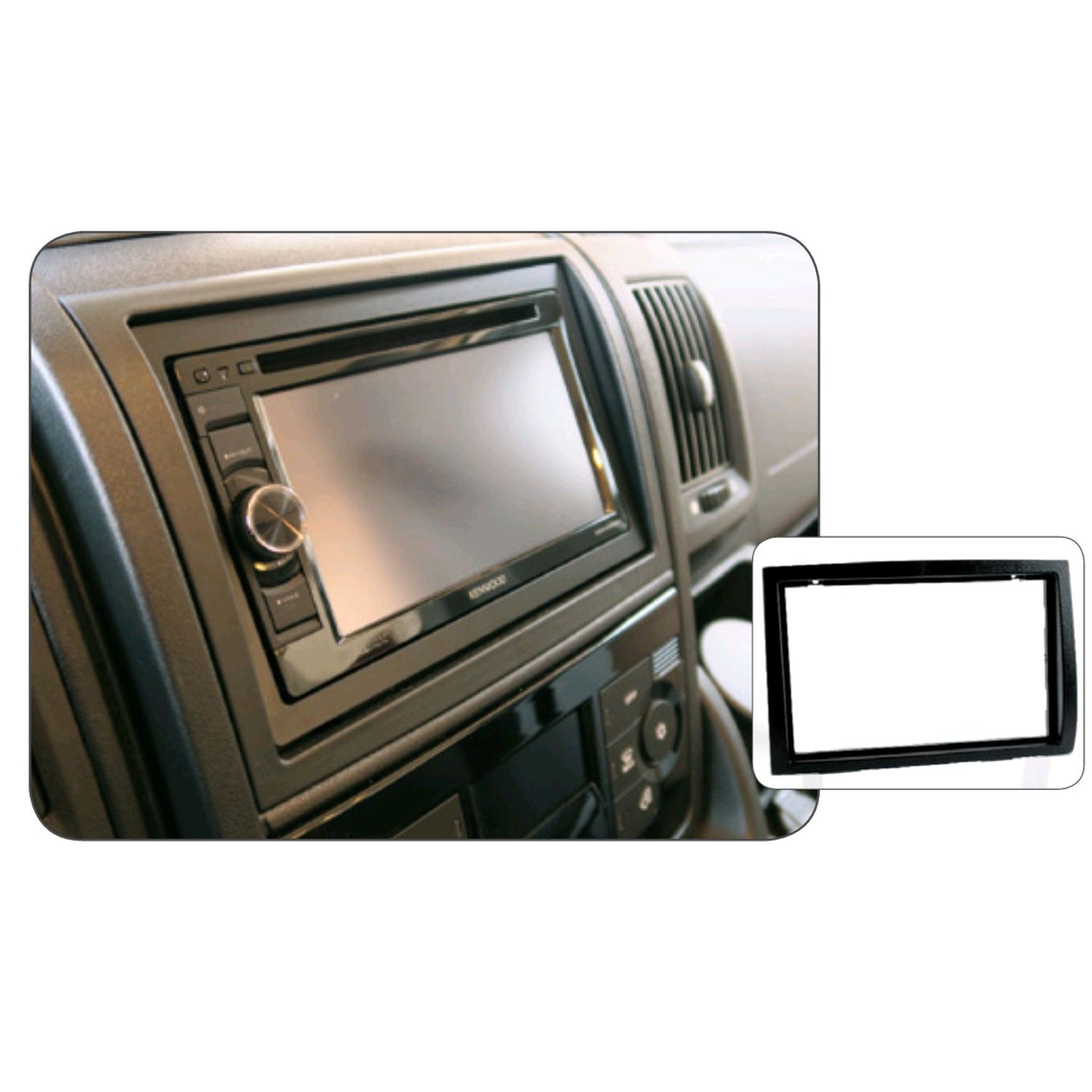 Lunette d'installation radio double DIN pour Fiat Ducato à partir de 2007, sans barre centrale