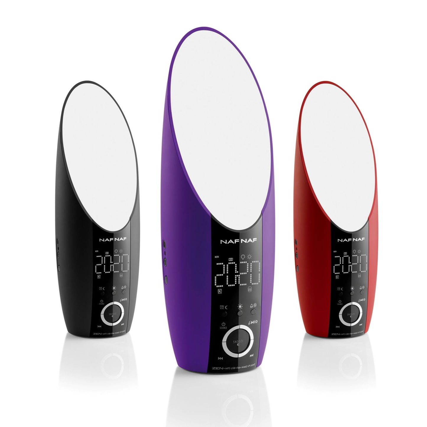 NAFNAF ZEN, réveil lumineux, radio MP3, USB, AUX-IN, différentes couleurs