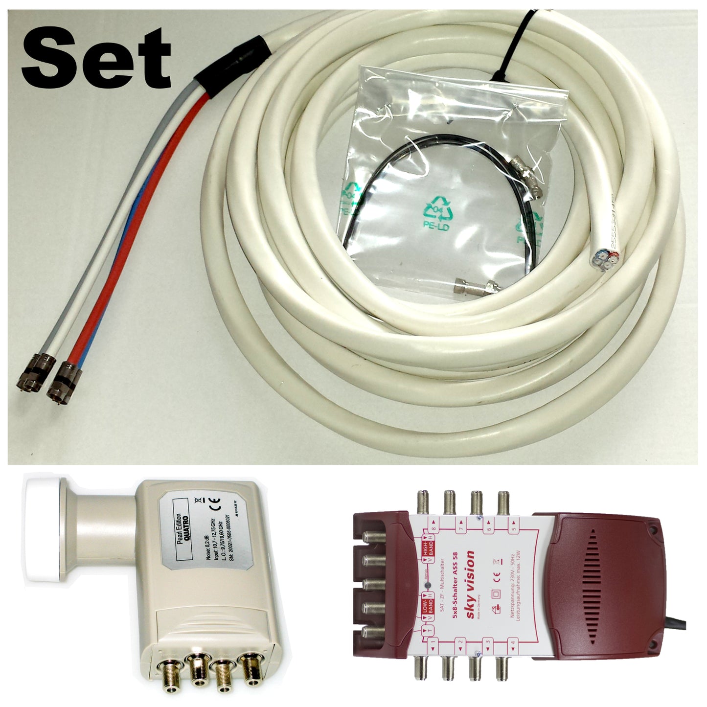 Wittenberg Sat Set Quattro 3 en 1, câble Quattro, commutateur multiple et LNB Quattro