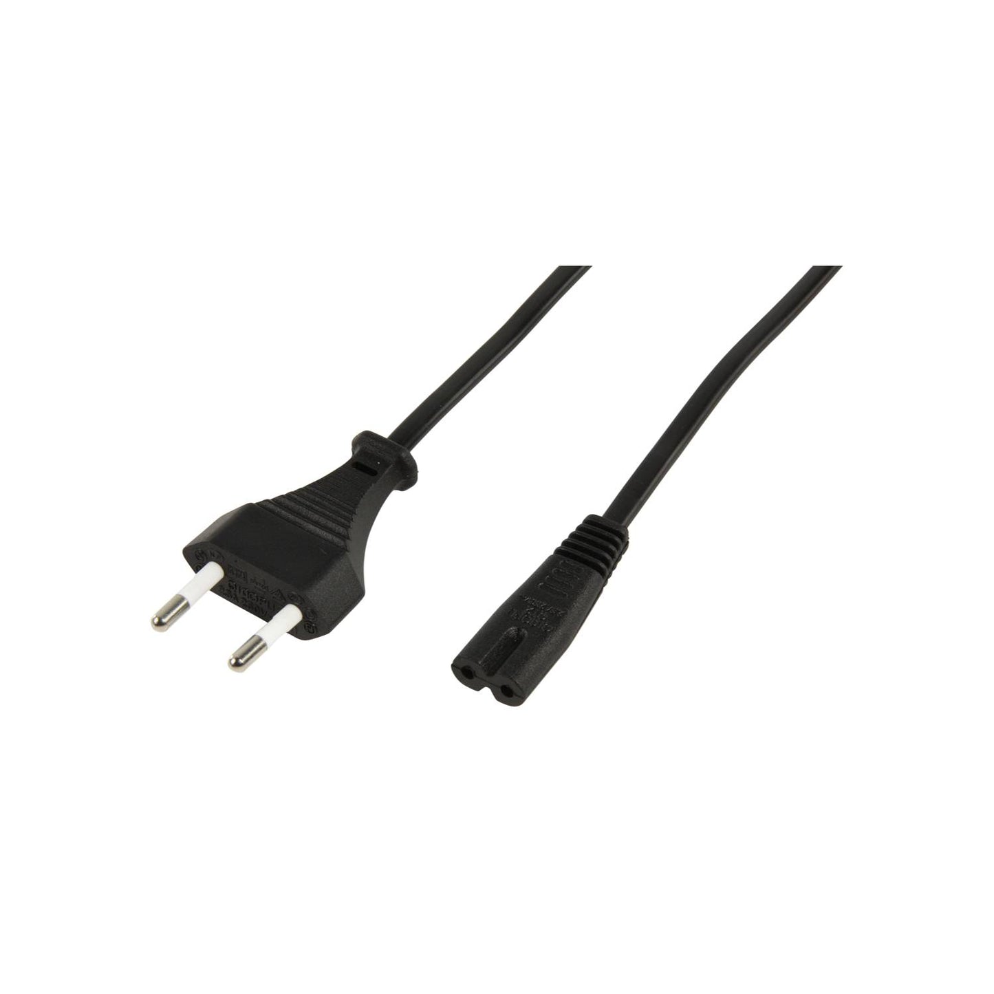 Cordon d'alimentation Euro avec double rainure en noir et blanc, différentes longueurs