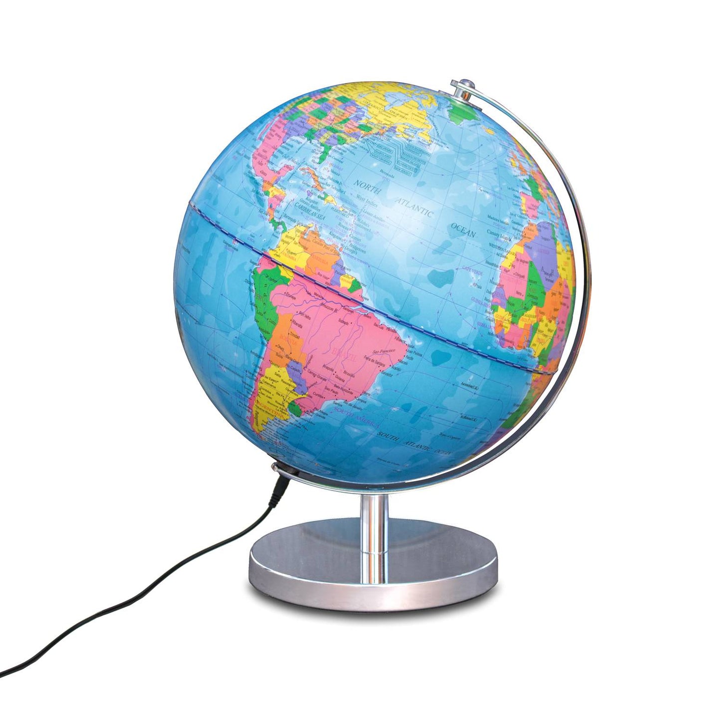 Magellan Albion Illuminated Globe Base en métal et méridienne de différentes couleurs