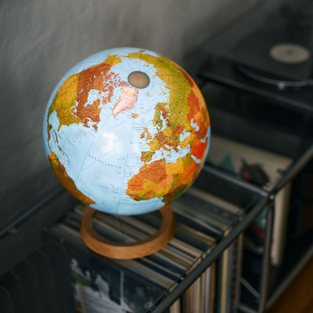 Räthgloben globe lumineux à double image DFNI 30 00 physique/politique 30 cm chêne