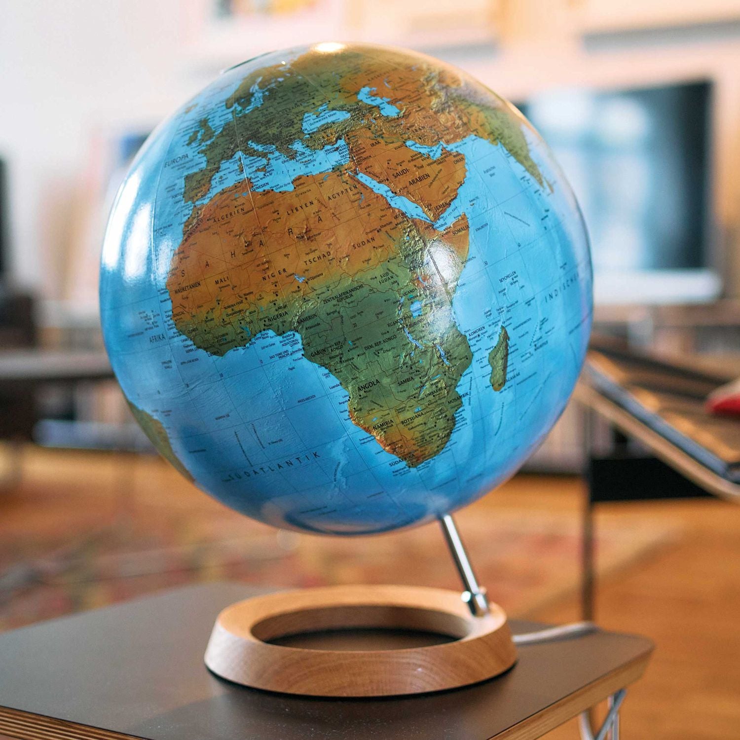 Räthgloben globe lumineux à double image DFNI 30 00 physique/politique 30 cm chêne