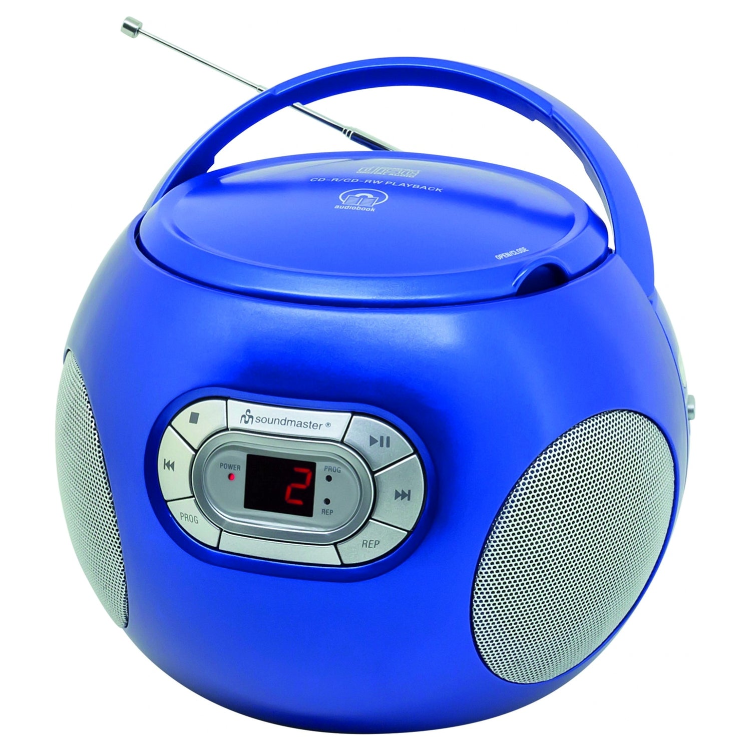 RECONDITIONNÉ - Soundmaster SCD2120BL CD-Boombox, FM/MW, fonction livre audio, AUX-In, bleu