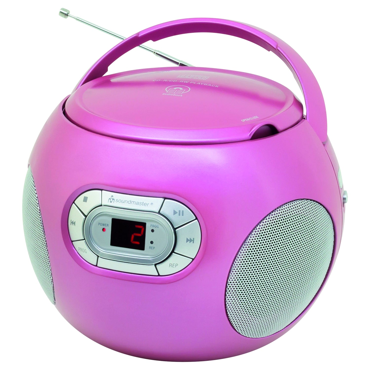 RECONDITIONNÉ - Soundmaster SCD2120PI CD-Boombox, FM/MW, fonction livre audio, AUX-In, rose
