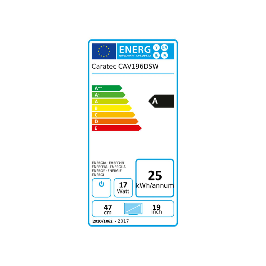 Caratec Vision CAV196DSW téléviseur LED grand angle, DVB-T2 HD, 19 pouces, 47 cm