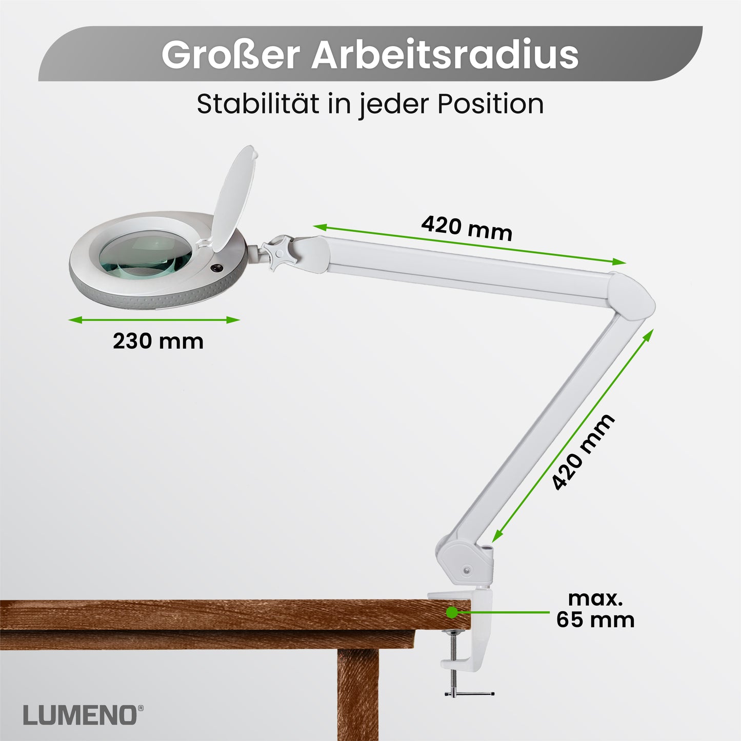 Lumeno 7213/15/18GR lampe loupe/lampe de travail 96 LEDs, protection en caoutchouc coloré