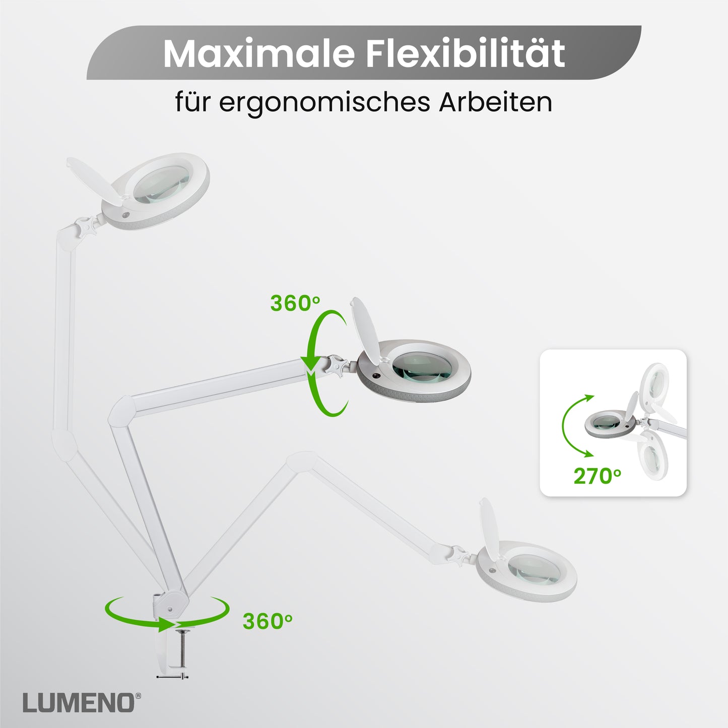 Lumeno 7213/15/18GR lampe loupe/lampe de travail 96 LEDs, protection en caoutchouc coloré