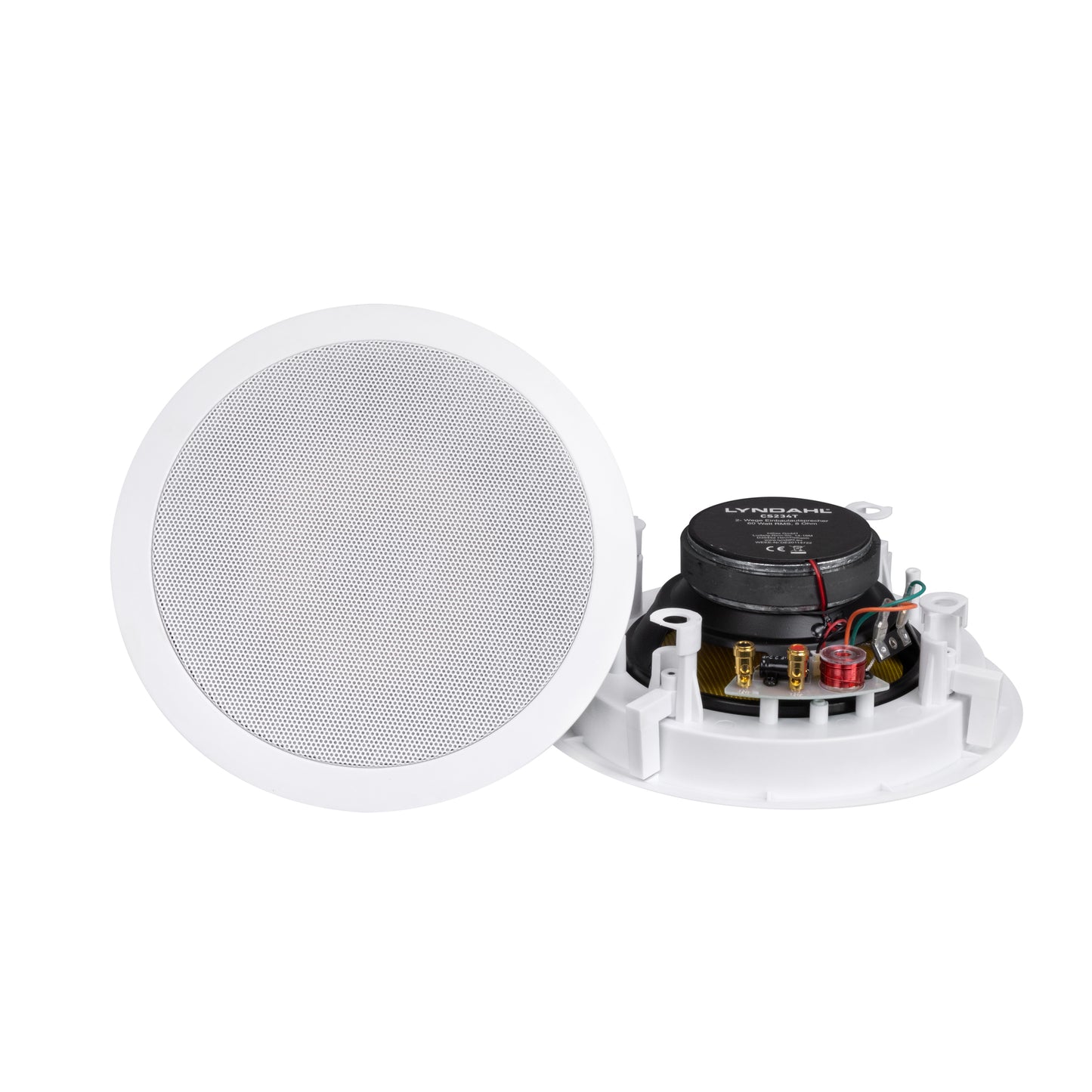 Lyndahl CS234T, 2-Wege-Einbaulautsprecher Decke, 6,5", 120 W, 8 Ohm, schwenkbarer Titan-Hochtöner, weiß, 2er-Set