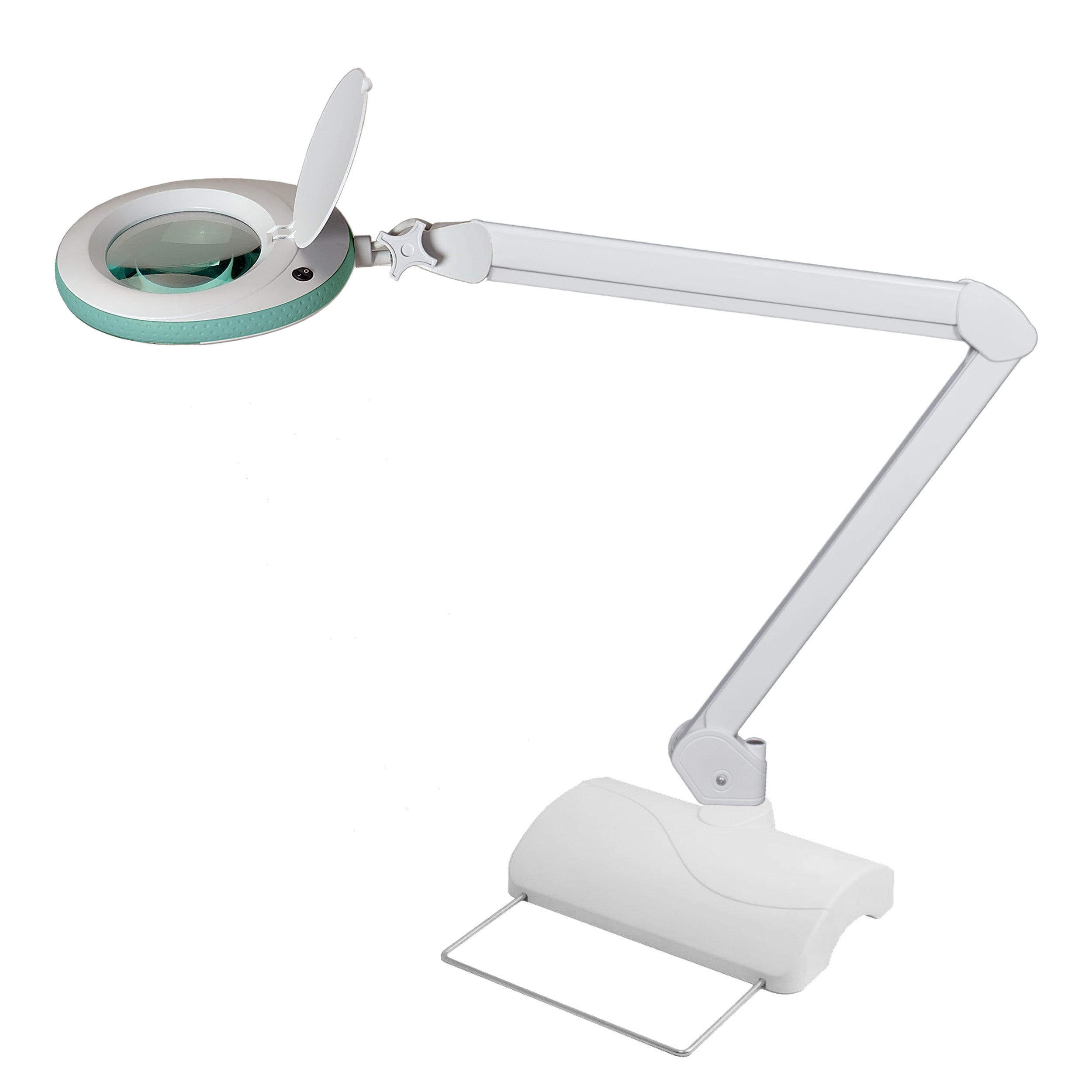 RECONDITIONNÉ - Lumeno 7218GN lampe-loupe/lampe de poste de travail verte avec statif de table 8 dpt