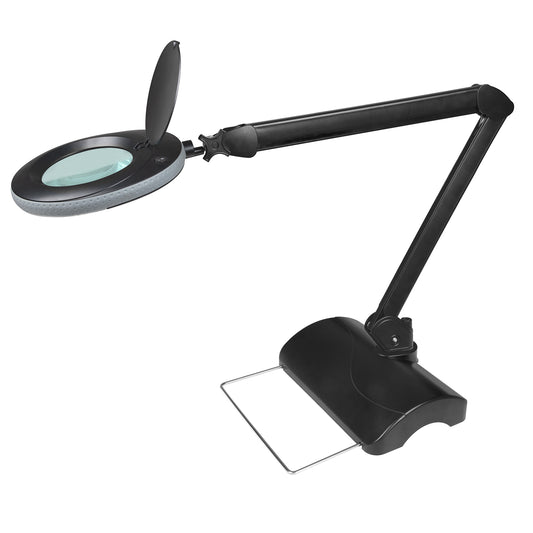 B-WARE - Lumeno 7213SW Lupenleuchte/Arbeitsplatzlampe schwarz mit Tischstativ