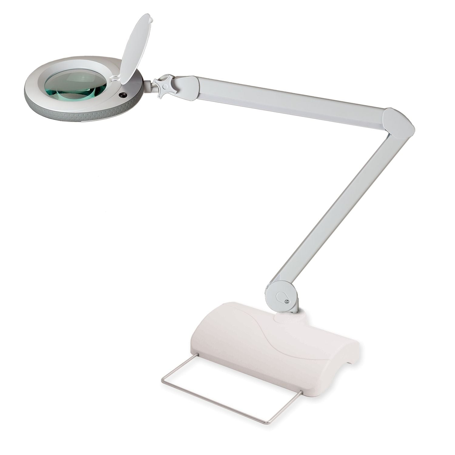 RECONDITIONNÉ - Lumeno 7215GR lampe-loupe/lampe de poste de travail grise avec statif de table 5 dpt