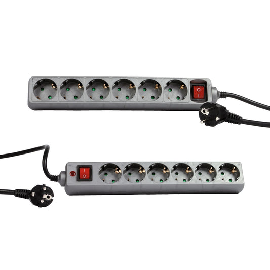 Bloc multiprise REV Ritter 6 voies, avec protection enfant, 1,4 m, argent, avec/sans ÜVt
