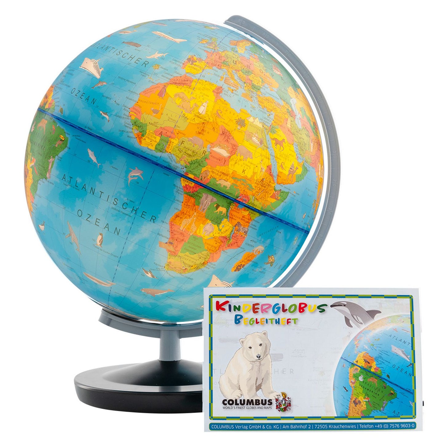 Globe lumineux pour enfants Columbus TERRA, D 260 mm, avec livret d'accompagnement