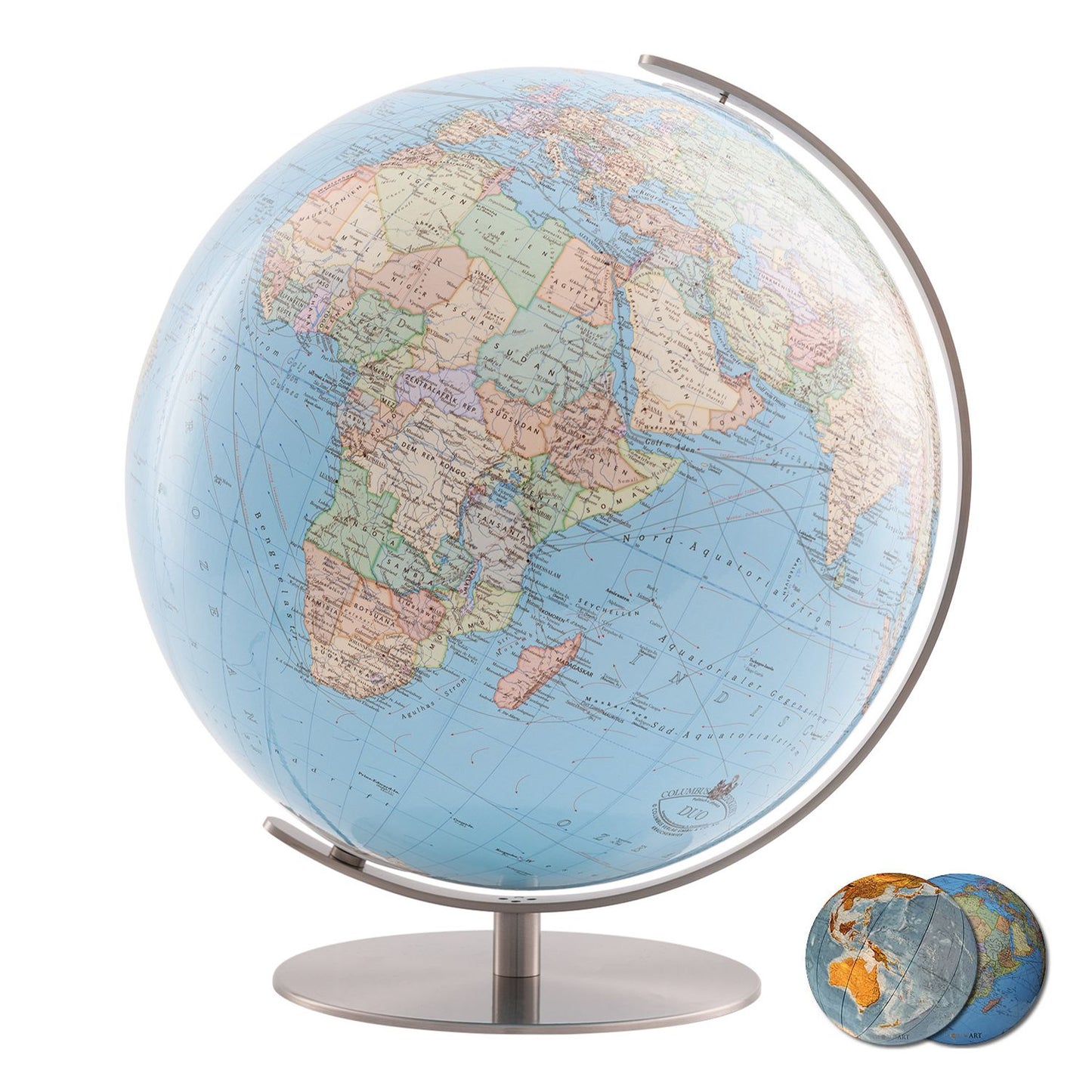 Globe lumineux Columbus DUO compatible OID D 34 cm, image carte française