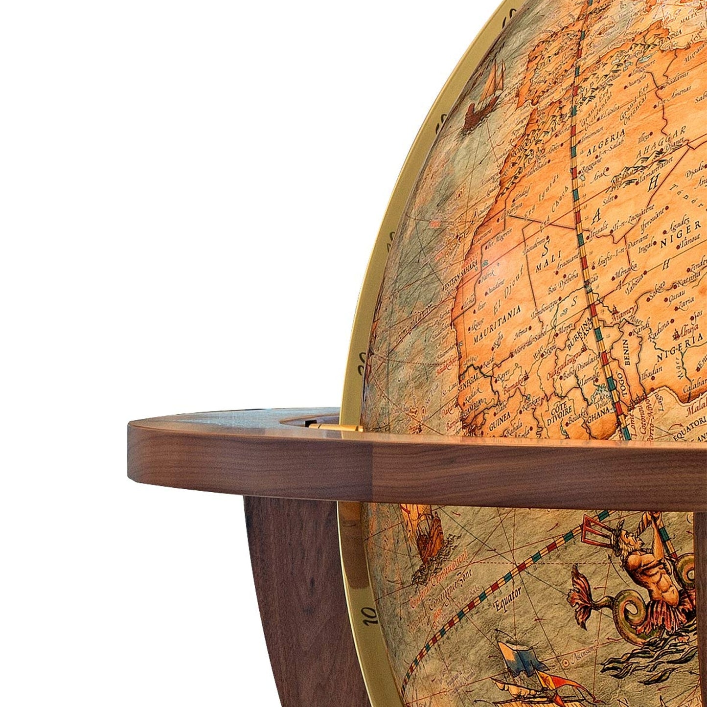 Globe lumineux Columbus Magnum Imperial, vintage, D 100 cm, H 140 cm, chaises en bois