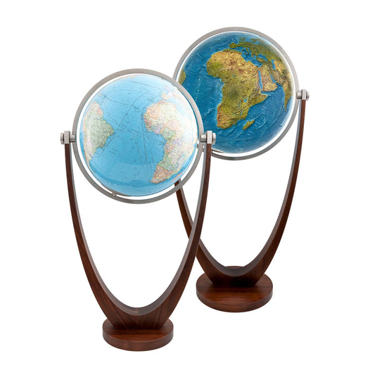 Globe terrestre sur pied Columbus Harmonie D 60 cm verre acrylique et base fourche, différentes variantes