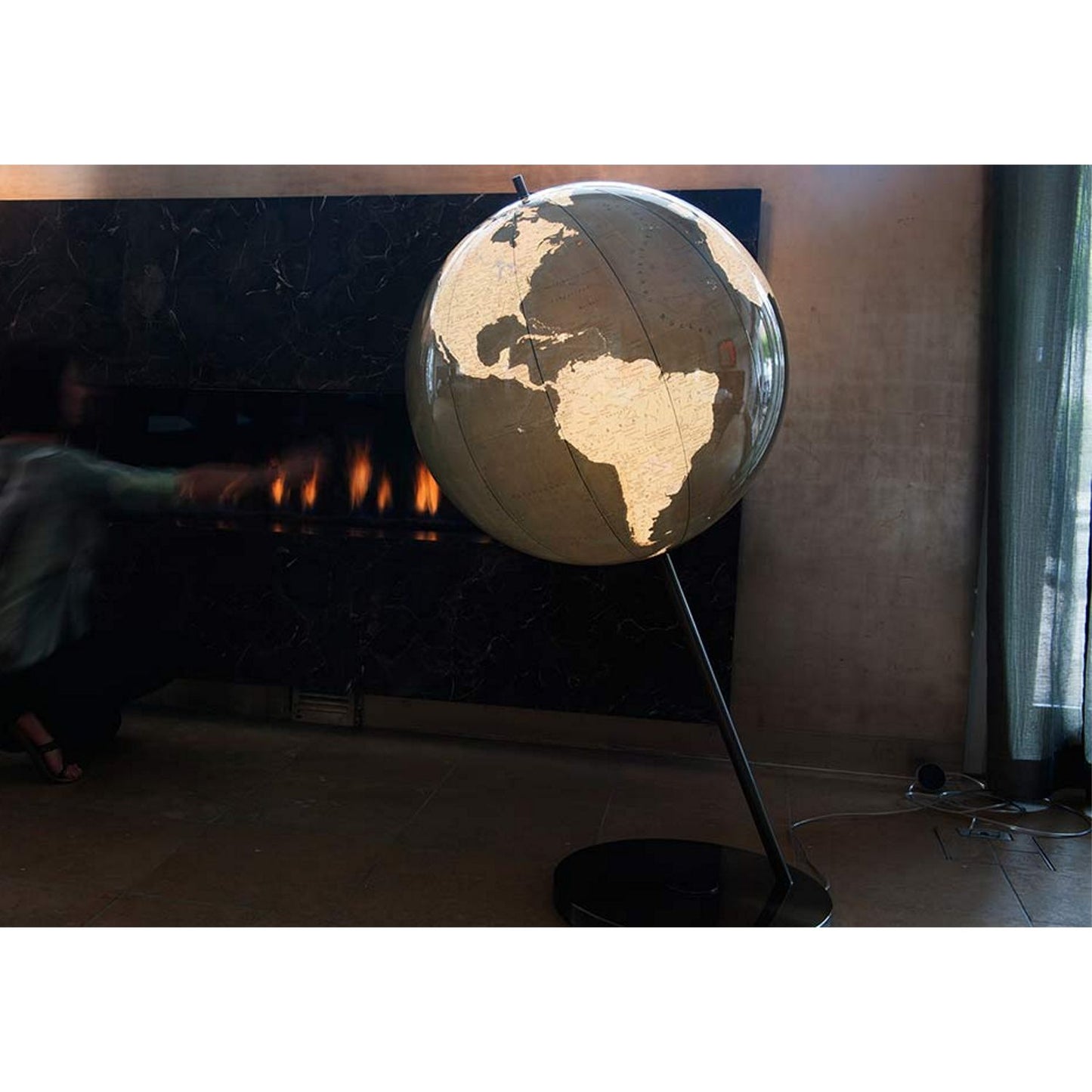Globe sur pied Columbus BLACK SERIES Radiant D 60 cm verre acrylique et acier inoxydable