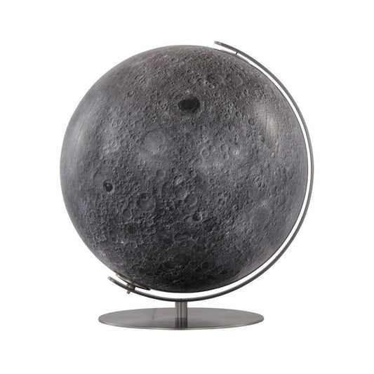 Columbus Illuminated Globe Moon D 40 cm Globe lunaire laminé à la main avec de l'acier inoxydable mat