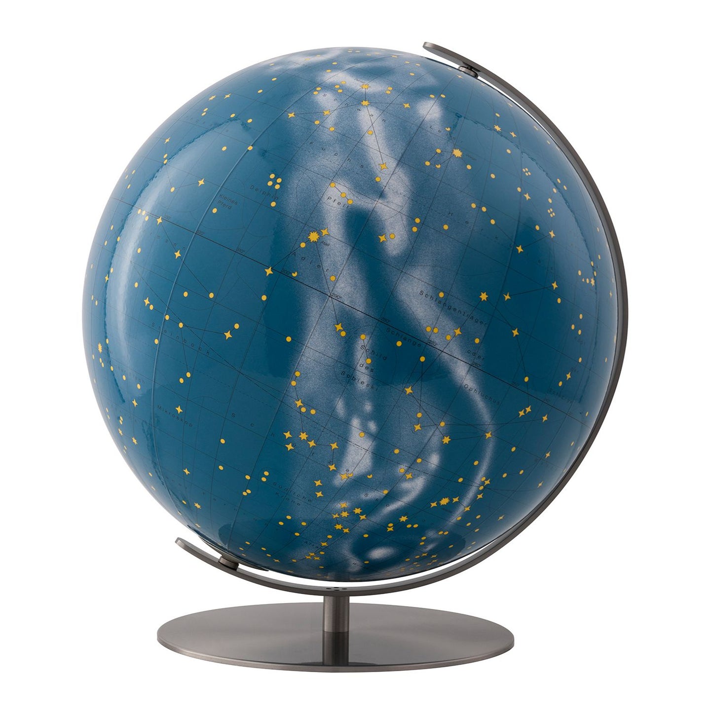 Globe lumineux Columbus ciel étoilé D 40 cm laminé à la main avec de l'acier inoxydable mat