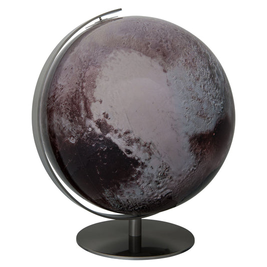 Globe illuminé Columbus Globe planétaire Pluto D 40 cm, laminé à la main, acier inoxydable mat