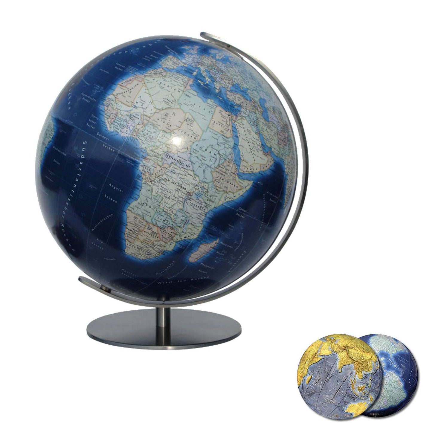 Globe lumineux Columbus DUO AZZURRO D 40 cm, carte anglaise, différentes variantes