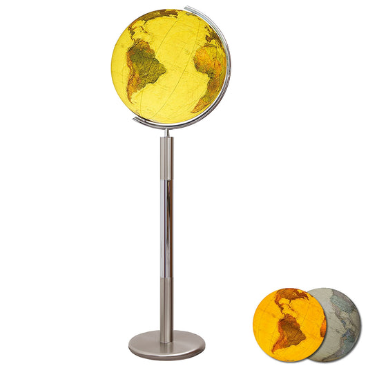 Globe terrestre Columbus Royal D 400 mm verre cristal, acier inoxydable, carte anglaise