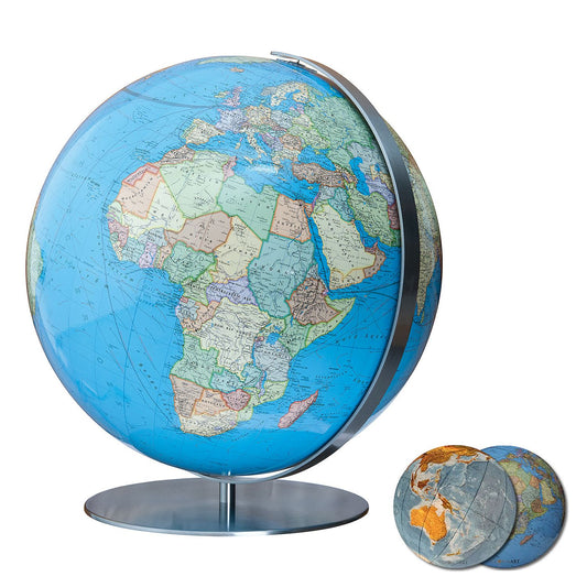 Globe de table Columbus DUO 51 cm verre acrylique, acier inoxydable, image carte française