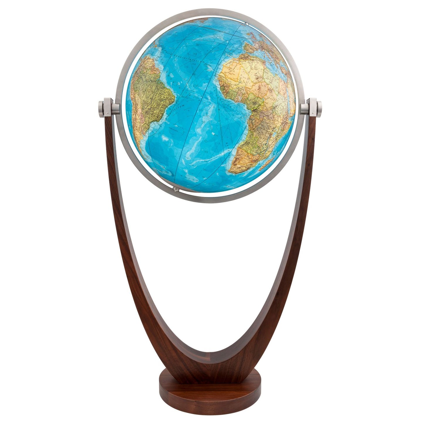 Globe sur pied Columbus DUO Harmonie D 51 cm verre cristal et noyer, Français