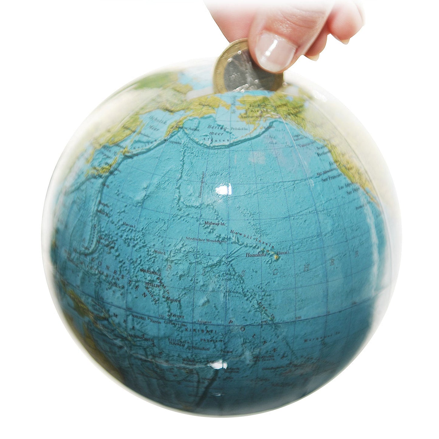 Tirelire mini globe Columbus D 12 cm Image carte française, différentes variantes
