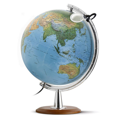 Globe lumineux double image Räthgloben, 40cm D, 61cm H, avec loupe