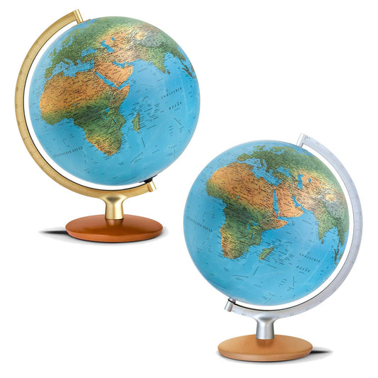 Globe lumineux double image Räthgloben, 30cm D, 41cm H, différentes variantes