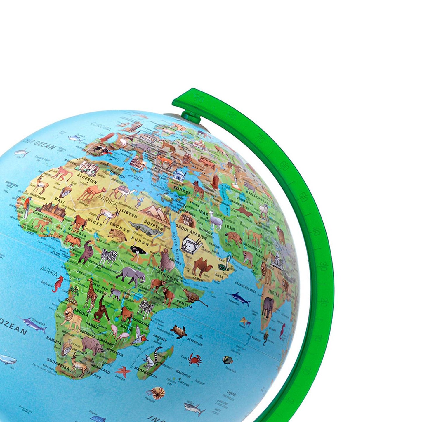 Globe lumineux pour enfants Räthgloben, 25 cm D, 35 cm H, vert, avec livret d'accompagnement