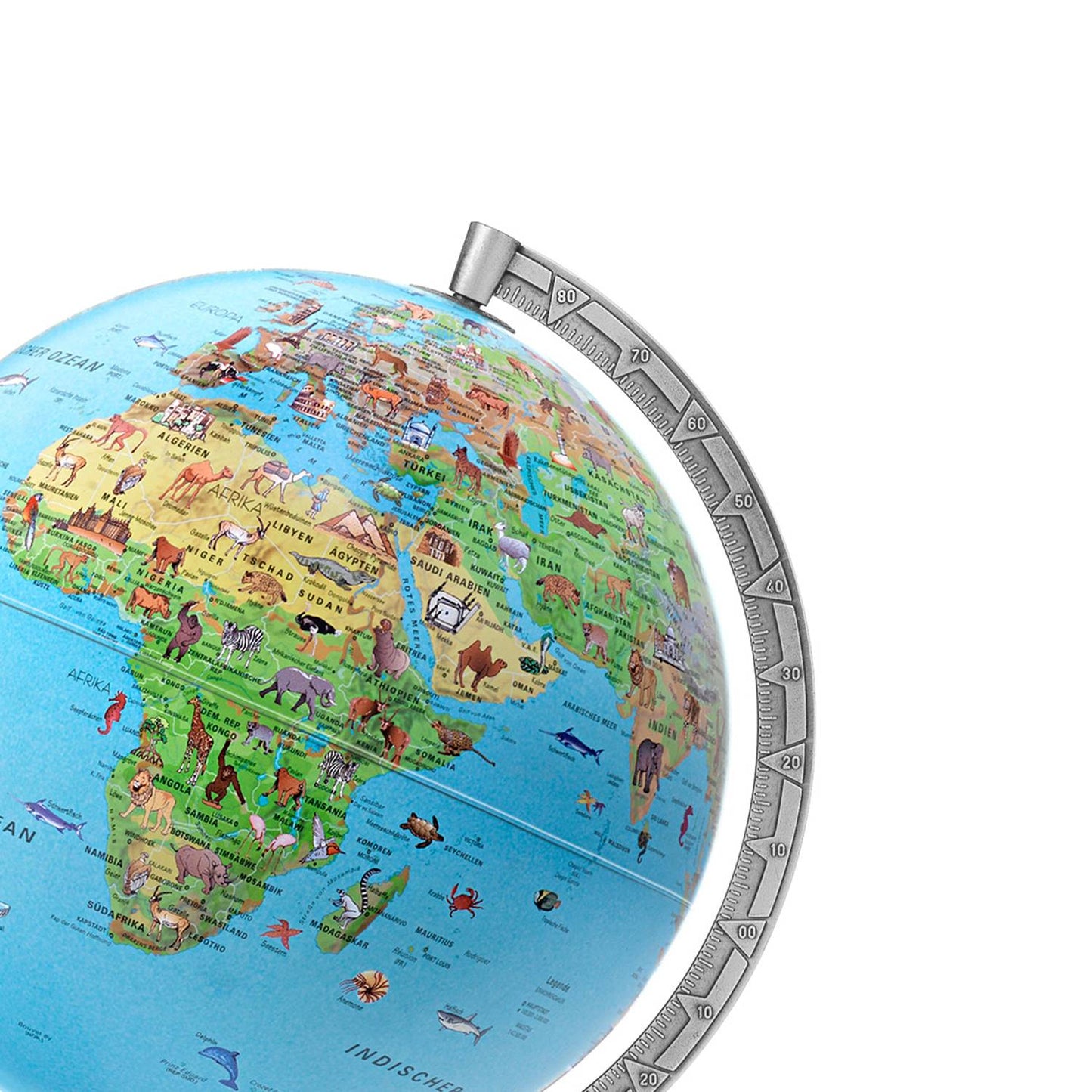 Globe lumineux pour enfants Räthgloben, double image, 30 cm D, 39 cm H, avec livret d'accompagnement