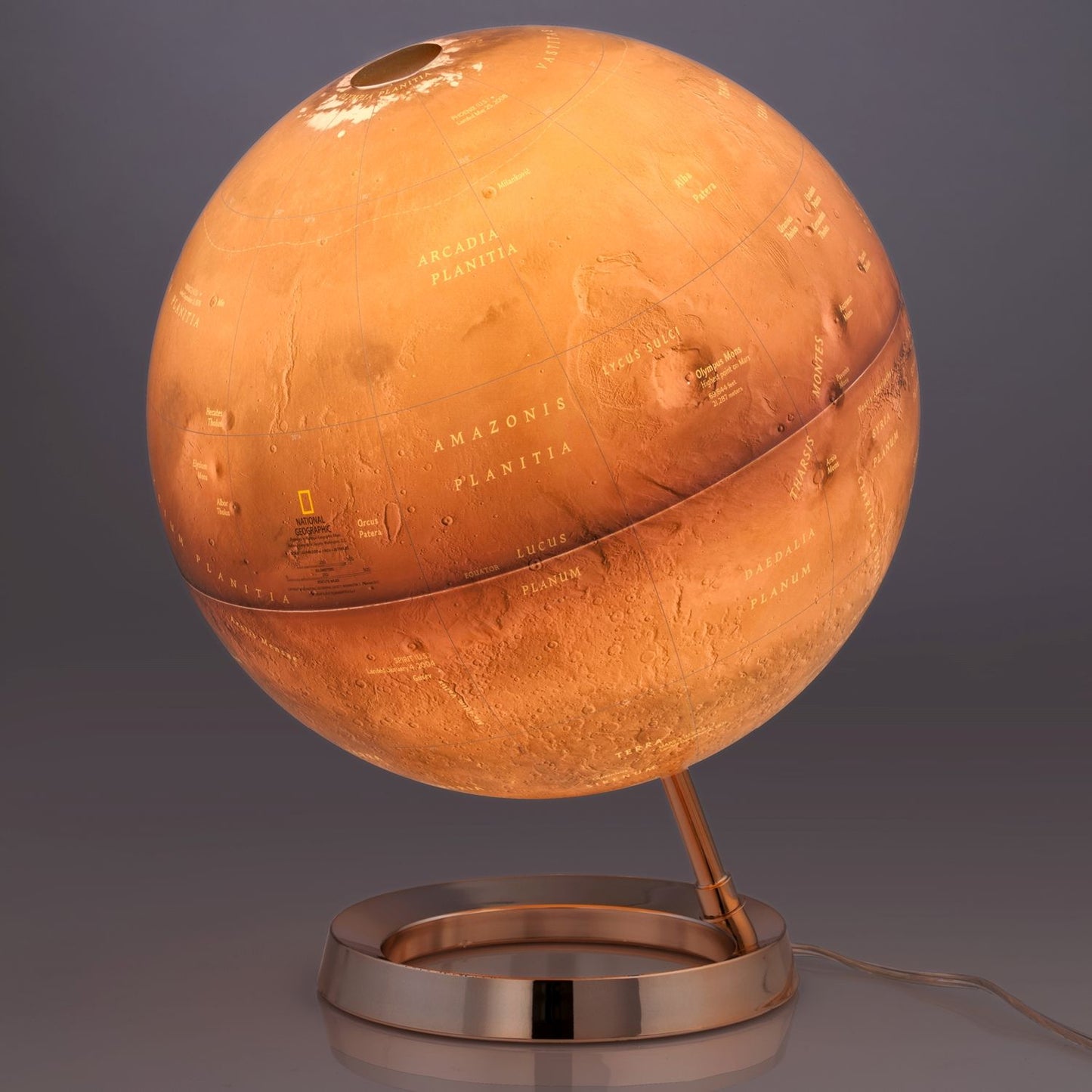 Globe lumineux National Geographic Red Planet Globe de bureau de la planète Mars 30 cm