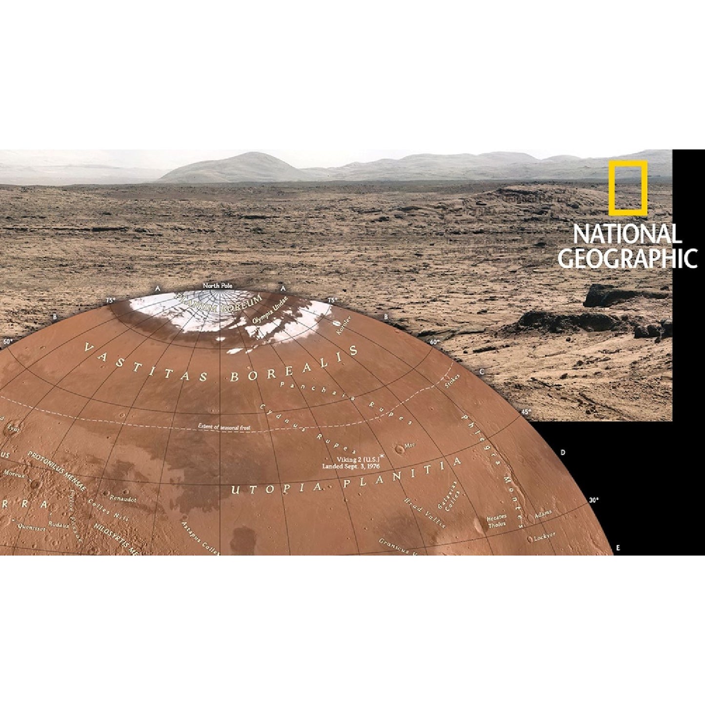 Globe lumineux National Geographic Red Planet Globe de bureau de la planète Mars 30 cm
