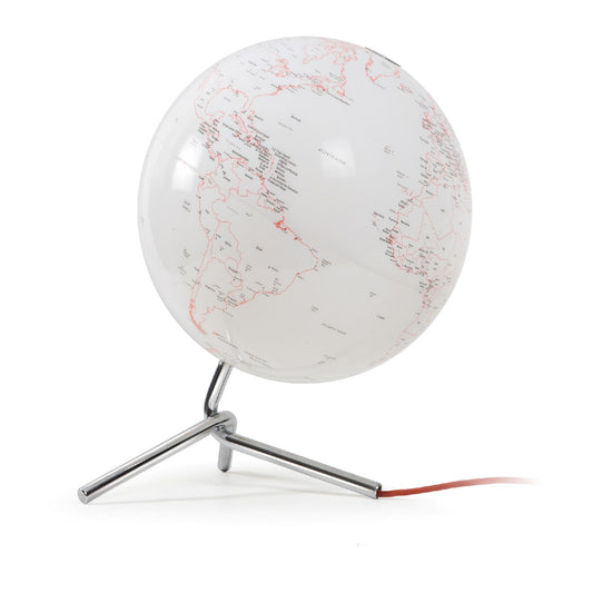 Globe lumineux d'ambiance Nodo 30 cm globe de bureau moderne avec globe terrestre blanc