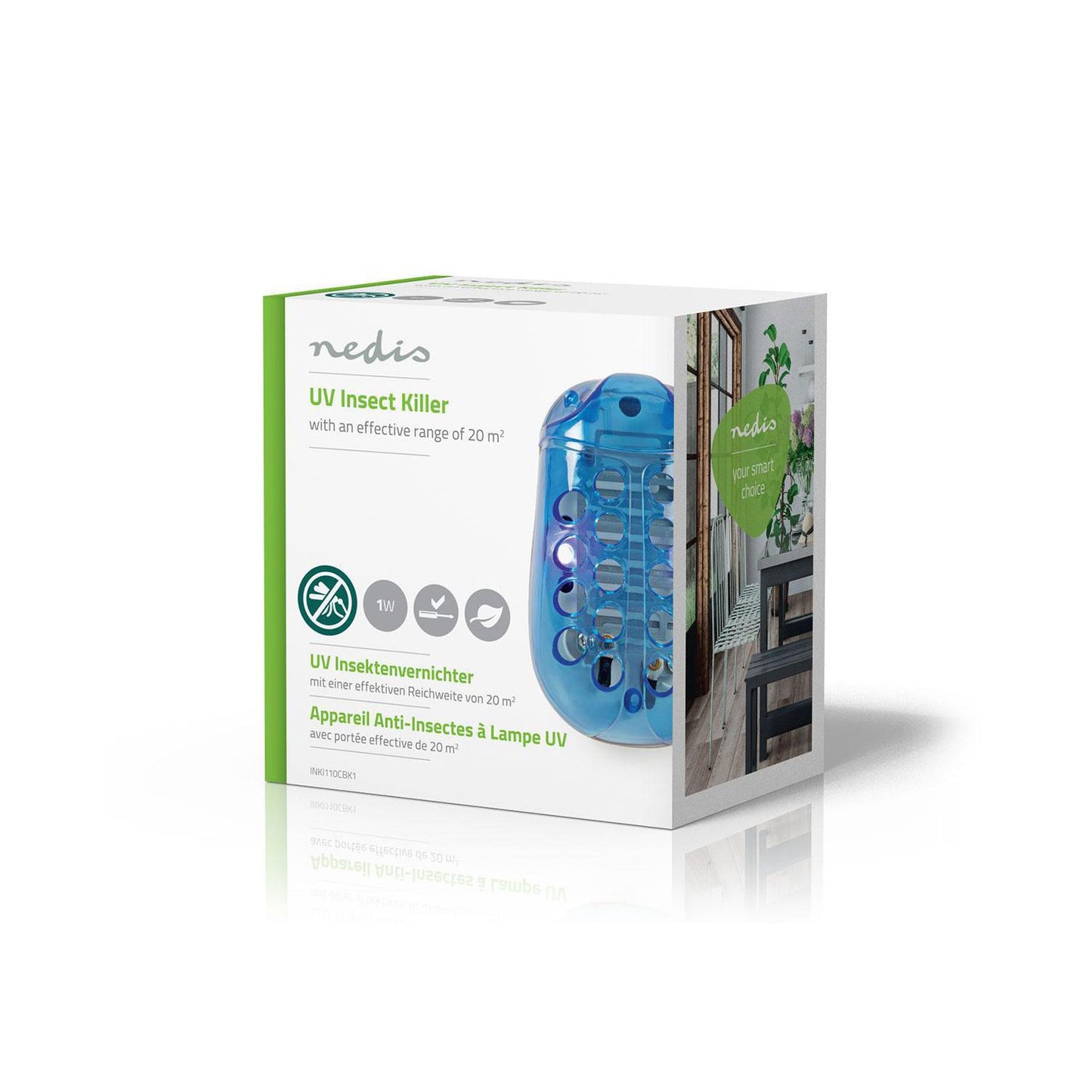 Piège à insectes Nedis Lampe UV Bouchon anti-moustiques 20 m² de surface efficace sans produits chimiques