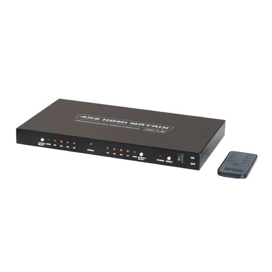 Matrice HDMI compatible 3D, 4 entrées vers 2 sorties, avec télécommande