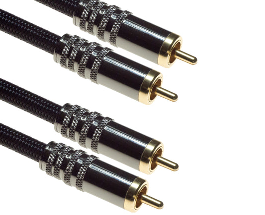 Câble audio en nylon haut de gamme LYNDAHL avec prise métallique cinch avec verrouillage, plaqué or