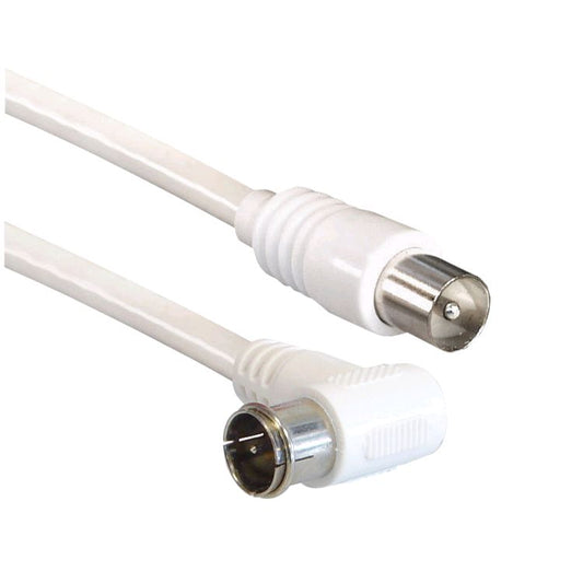 Câble de raccordement fiche coudée Quick F à fiche d'antenne (IEC), blanc