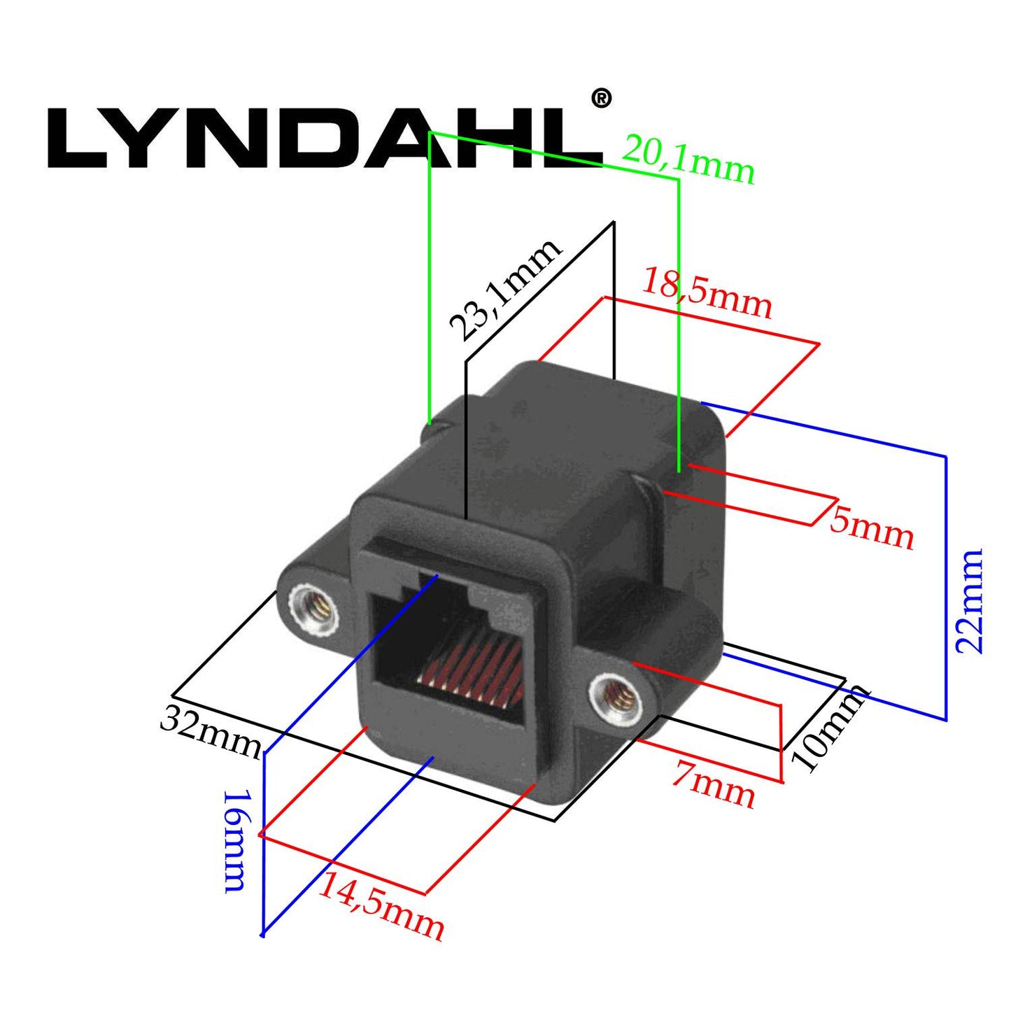 Lyndahl LKPA013 Adaptateur de montage sur panneau RJ45 femelle/femelle (F/F) CAT 5e