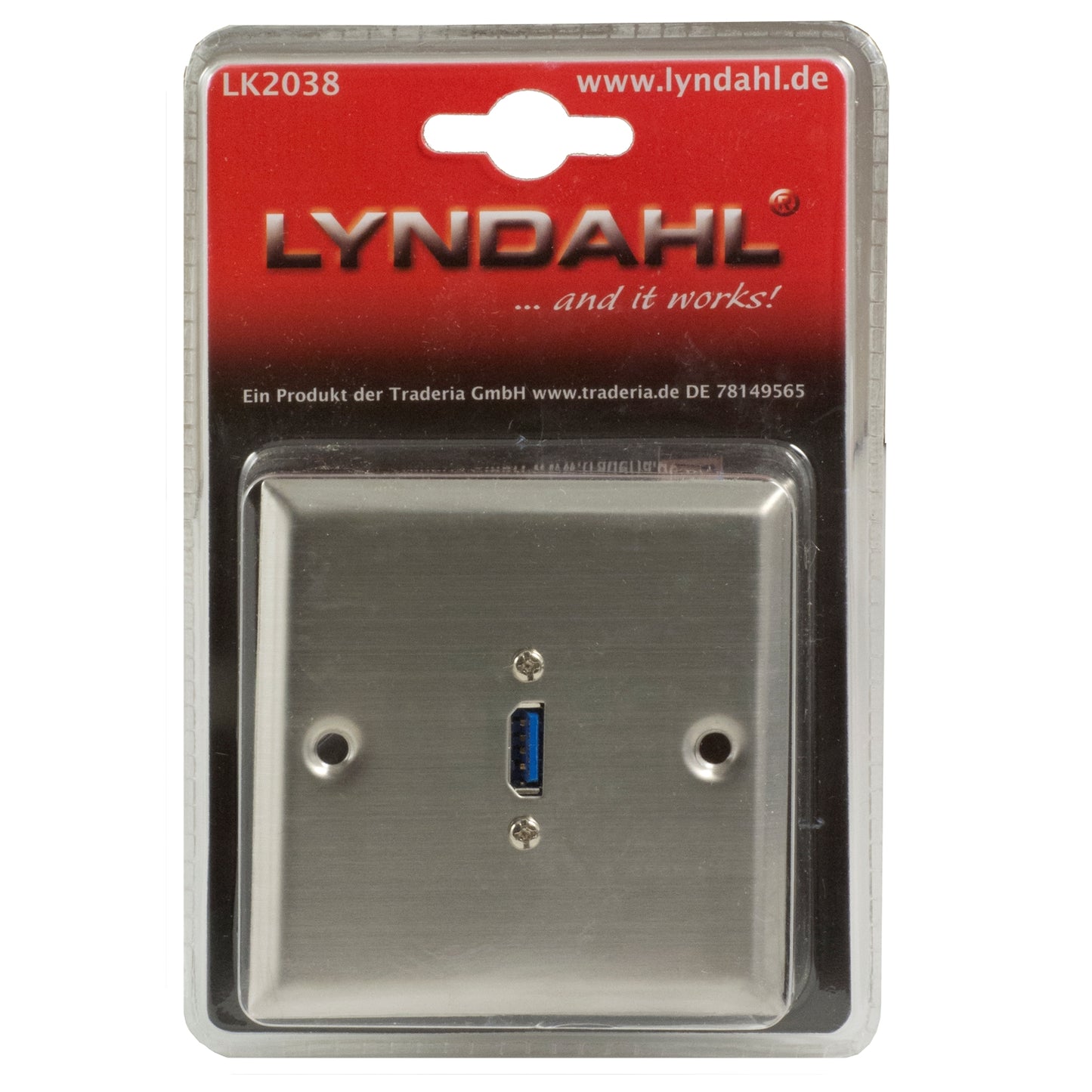 Lunette en acier inoxydable Lyndahl LK2038 USB 3.0 avec câble épanoui monté, 10 cm