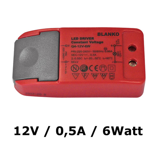 Transformateur vierge pour bandes et lampes LED 12V / 0,5 A à 6 watts