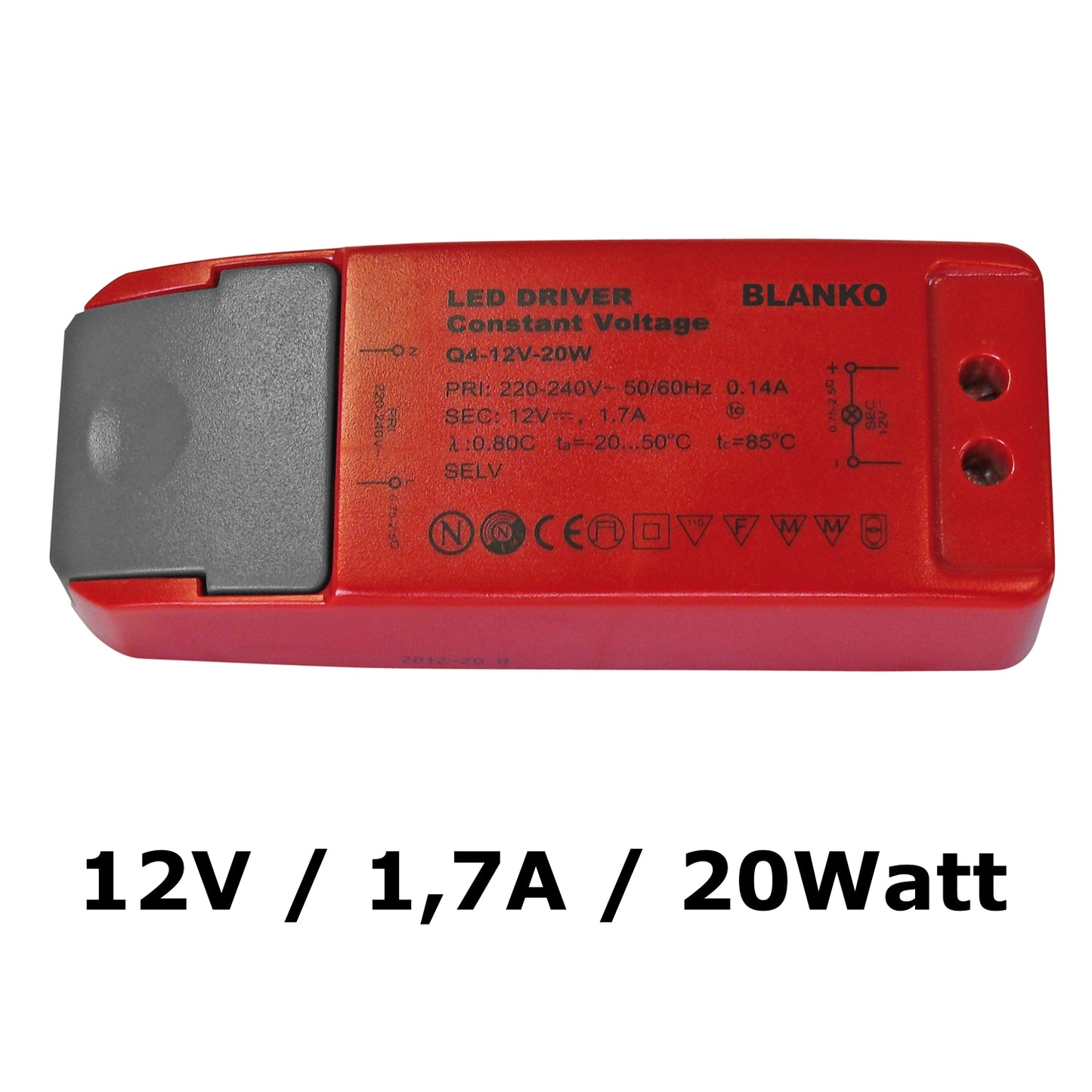 Transformateur vierge pour bandes et lampes LED 12V / 1,7 A à 20 watts