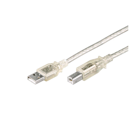 USB 2.0 A mâle vers B mâle 1.8m transparent