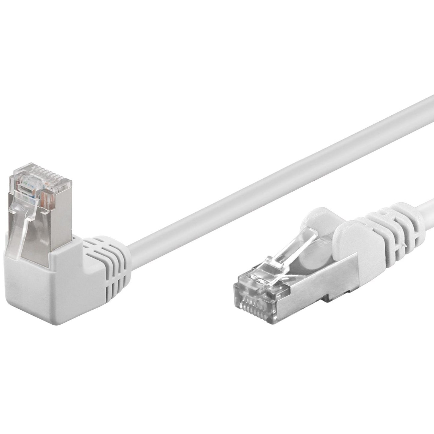 Câble réseau CAT 5e, coudé à 90°, F/UTP, blanc